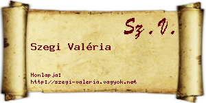 Szegi Valéria névjegykártya